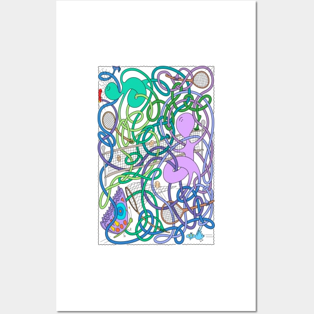 Mr Squiggly Tennis Match Wall Art by becky-titus